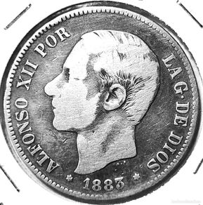 Coins of Spain: ESPAÑA (1875-1885) - 5 PESETAS 1883 MS M - ALFONSO XII - A - 24,50 GR. PLATA 0,900 - DIAMETRO 37,50